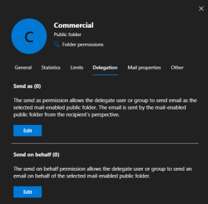 Send As and Send on Behalf for mail-enabled public folders